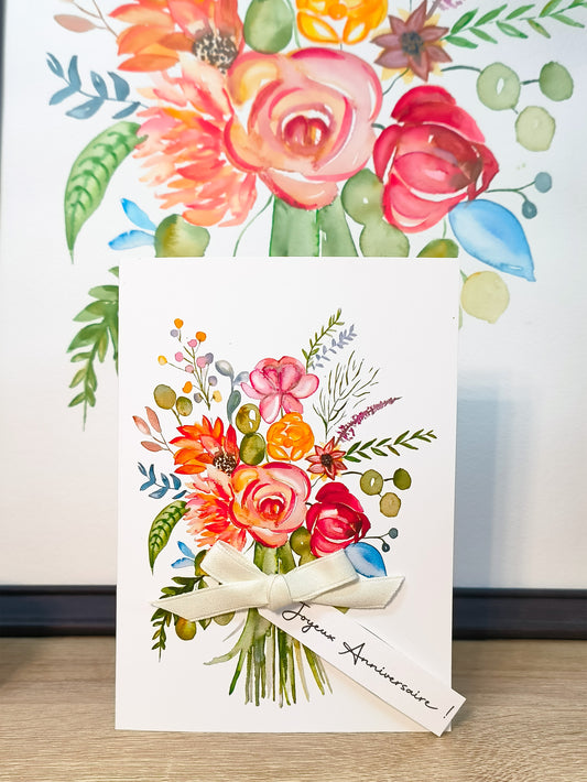 Carte d’anniversaire aquarelle – Bouquet